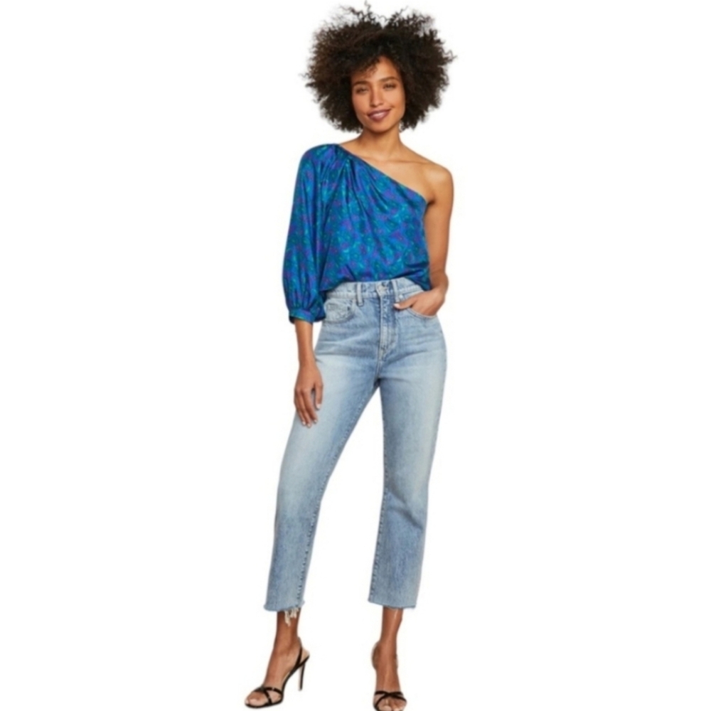 Veronica Beard Carly Kick Flare Jeans 100% Cotton Pebble Stone Blue 32/14 NWT